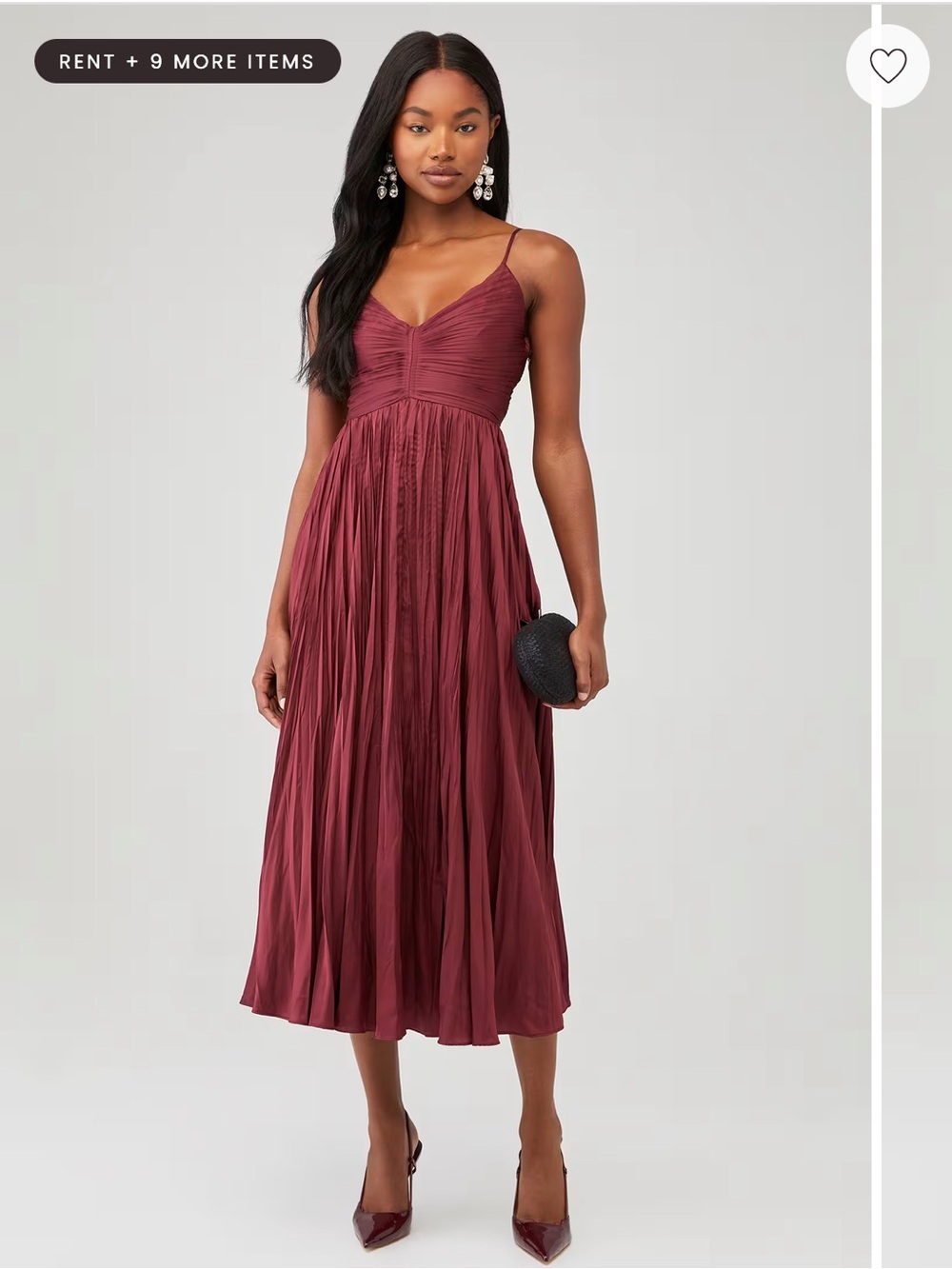 New ASTR the Label Sz Large Burgundy Wine Maeve Midi Pleated Dress Ret $128!